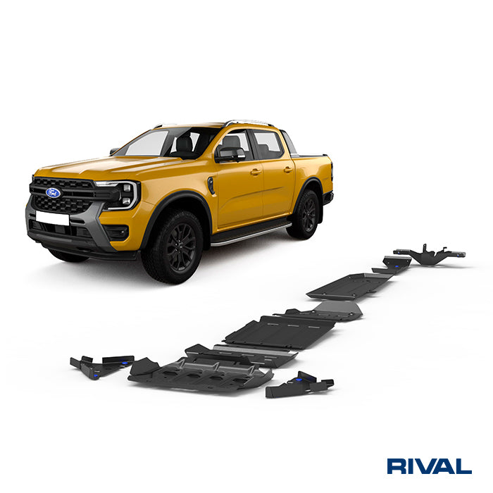 Rival Unterfahrschutz Alu 3 mm für Ford Ranger, 2012-2018, 2,2; 3,2 (incl. EURO6!) , full kit w/ tank incl. AdBlue, Diff, Wings (8 pcs)