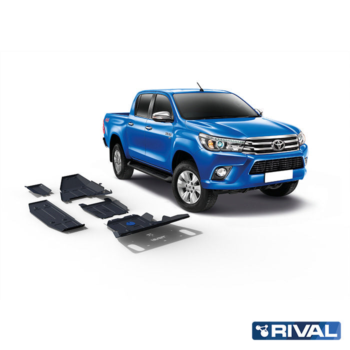 Rival Unterfahrschutz Alu 3 mm für Toyota Hilux, 2015-heute, 4WD 2,4D (incl. EURO6) , full kit w/ tank (4 pcs)
