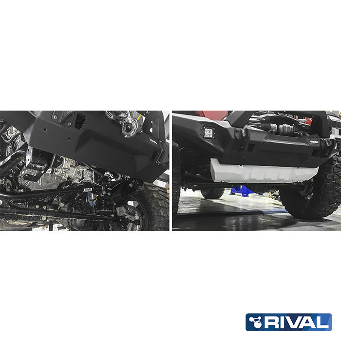 Rival Unterfahrschutz Alu 6mm für Jeep Wrangler, 2018-heute, 2-Doors/4-Doors 2.0T; 3.6; 2.2TD; 4xe; 6,4 (392) regular bumper!, Steering rods, Silver, Aluminum