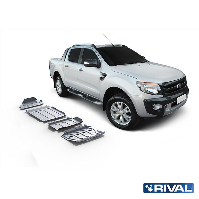 Rival Unterfahrschutz Alu 4mm für Ford Ranger, 2012-2022, 2,2; 3,2 (incl. EURO6!); 2.0 TDCi, Full kit w/o tank (4 pcs)
