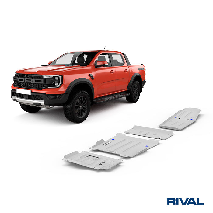 Rival Unterfahrschutz Alu 4mm für Ford Ranger Raptor, 2022-heute, 3,0 Twin-Tubro V6 AT 4WD, full kit w/ tank (4 pcs)