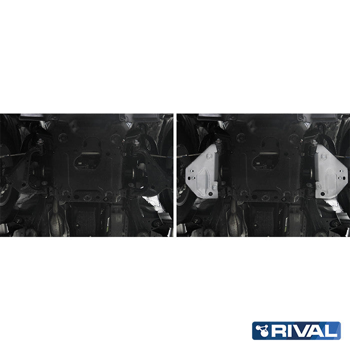 Rival Unterfahrschutz Alu 6mm für Toyota Hilux, 2015-heute, 4WD 2,8D; 2,4D (EURO6 approved), Querlenker Unterfahrschutz, Silver, Aluminum