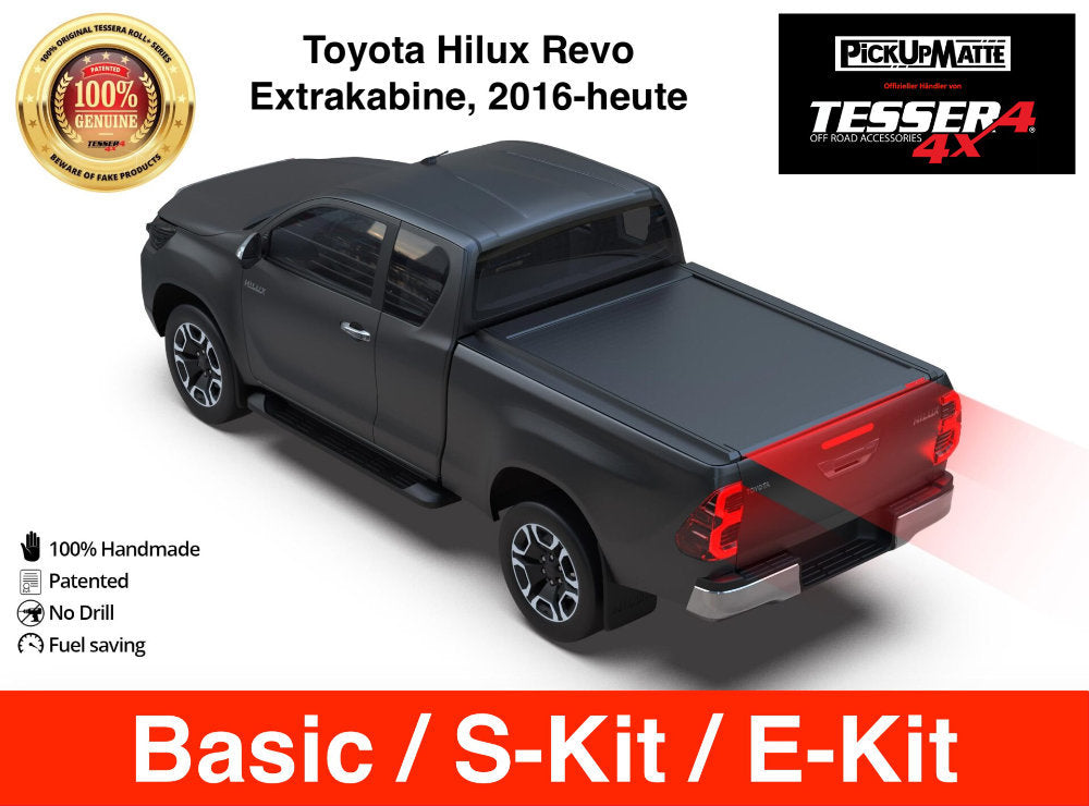 Pickuprollo Tessera Roll+ für Toyota Hilux Revo, 2016 - heute – Laderaumabdeckung aus Aluminium, Schwarz Matt