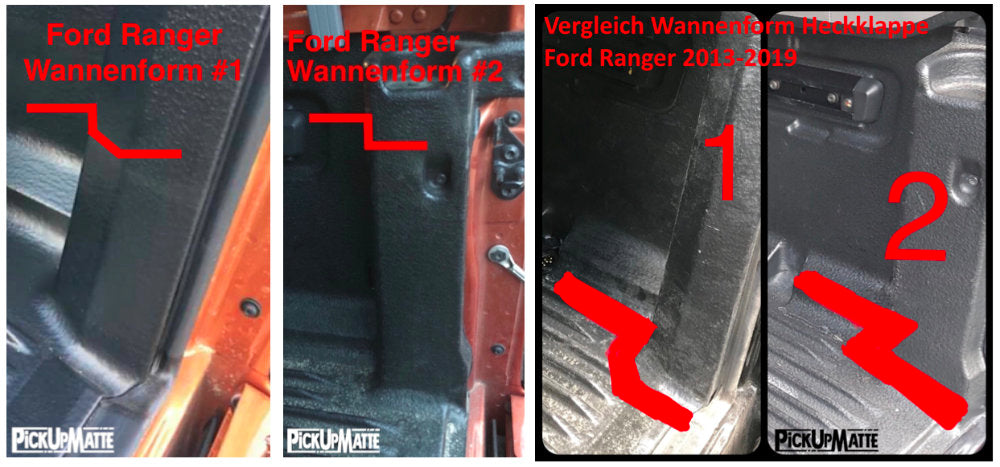Antirutschmatte Ford Ranger, 2012-Mitte 2019 AUSWAHL ALLE LADEFLÄCHENFORMEN