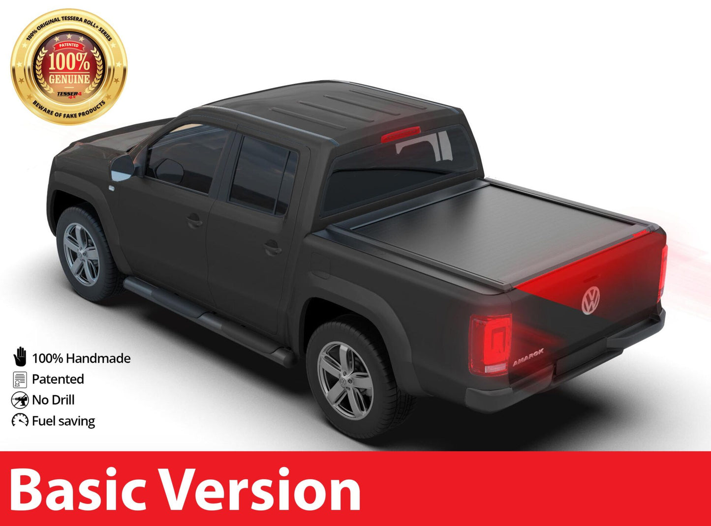 Pickuprollo Tessera Roll+ für VW Amarok – Laderaumabdeckung aus Aluminium, Schwarz Matt