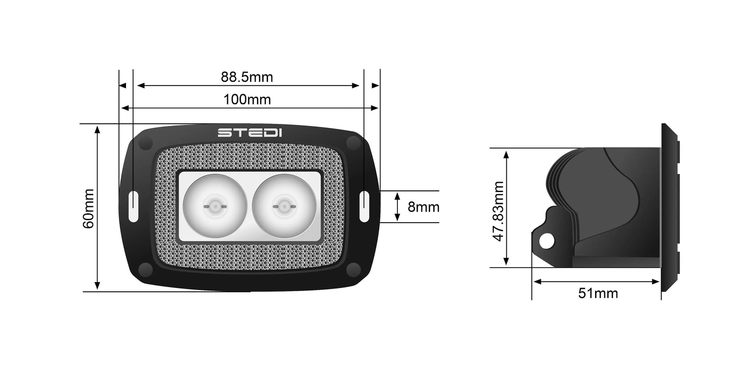 STEDI 10W Mini Einbau Flood LED LED – Arbeitsscheinwerfer