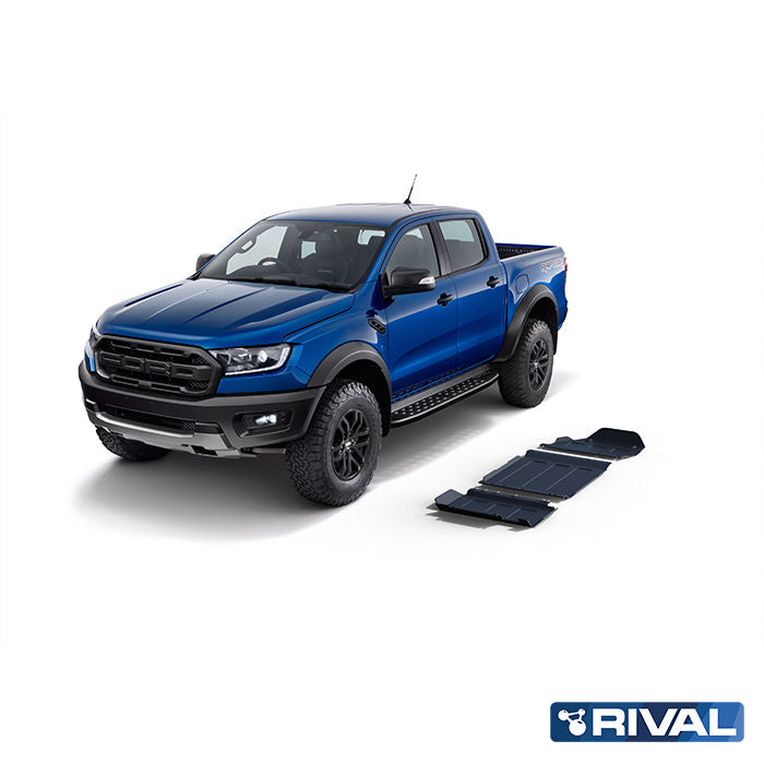 Rival Unterfahrschutz Alu 3 mm für Ford Ranger Raptor, 2019-2022, 2.0 Bi-Turbo , full kit w/o tank (3 pcs)
