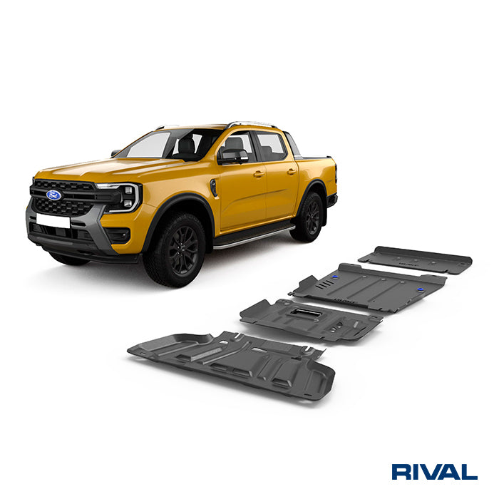 Rival Unterfahrschutz Stahl 3 mm für Ford Ranger, 2022-heute, 3.0D; 2,0D Bi-Turbo AT 4WD , Full kit w/o tank (4 pcs)