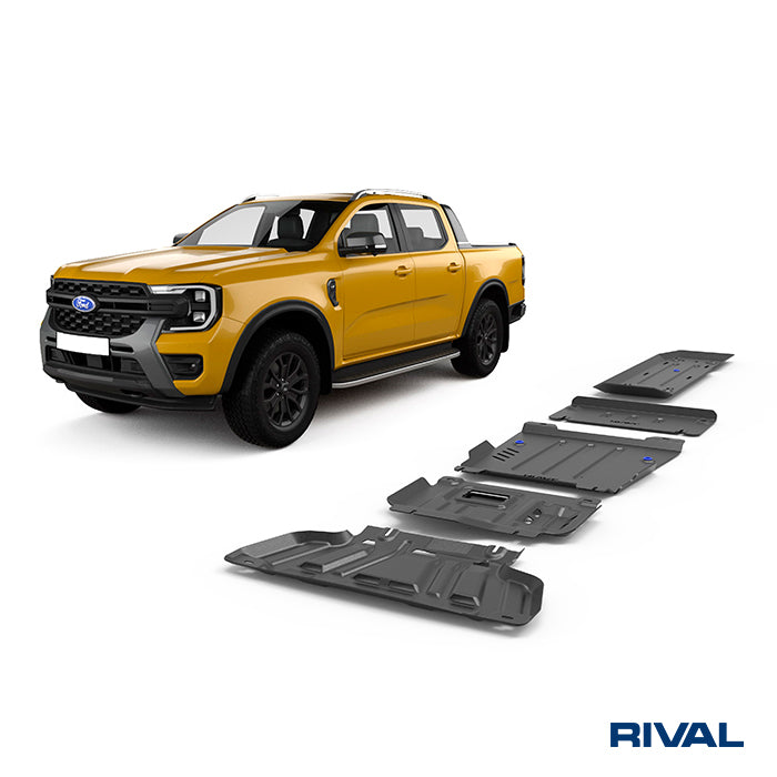 Rival Unterfahrschutz Stahl 3 mm für Ford Ranger, 2022-heute, 3.0D; 2,0D Bi-Turbo AT 4WD , full kit w/ tank (5 pcs)