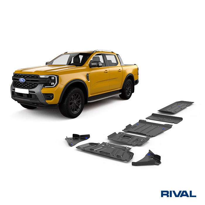 Rival Unterfahrschutz Stahl 3 mm für Ford Ranger, 2022-heute, 3.0D; 2,0D Bi-Turbo AT 4WD (1890 FIT ONLY WITH WHEELS 18R or more) , full kit w/ tank (6 pcs)