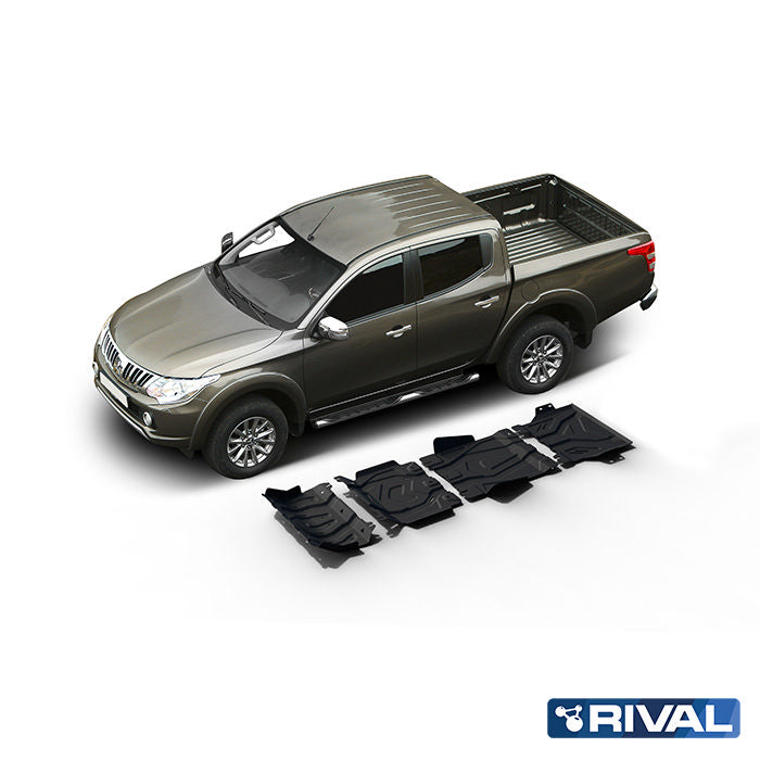 Rival Unterfahrschutz Stahl 3 mm für Mitsubishi L200 / Triton, 2015-2023, 2,4D; 2,2D , Full kit w/o tank (4 pcs)