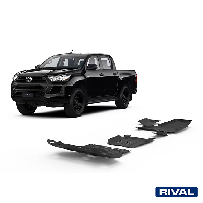 Rival Unterfahrschutz Alu 3 mm für Toyota Hilux, 2015-heute, 4WD 2,4D (incl. EURO6) , full kit w/o tank (3 pcs)