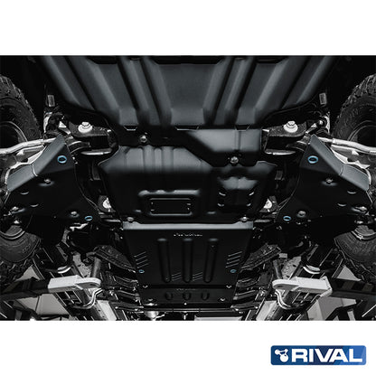 Rival Unterfahrschutz Alu 3 mm für Ford Ranger, 2022-heute, 3.0D; 2,0D Bi-Turbo AT 4WD (FIT ONLY WITH WHEELS 18R or more) , A-arms