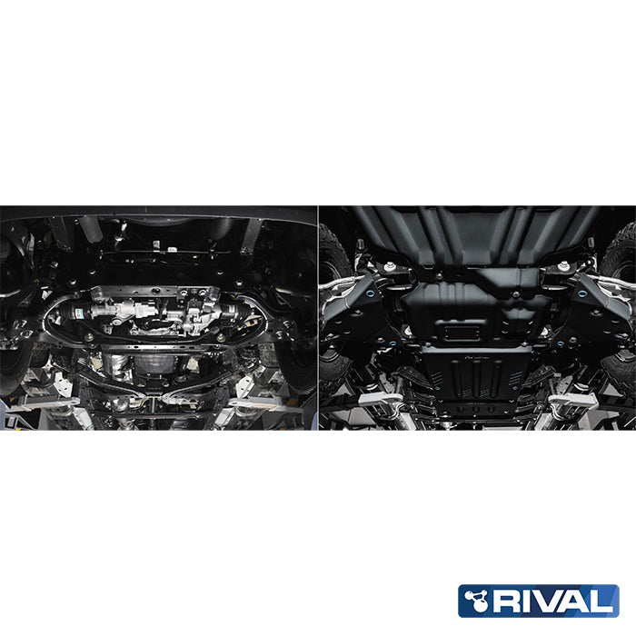 Rival Unterfahrschutz Alu 3 mm für Ford Ranger, 2022-heute, 3.0D; 2,0D Bi-Turbo AT 4WD (FIT ONLY WITH WHEELS 18R or more) , A-arms