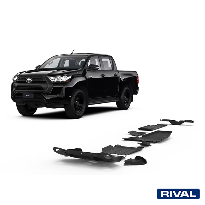 Rival Unterfahrschutz Stahl 3 mm für Toyota Hilux, 2015-heute, 4WD 2,4D (incl. EURO6) , full kit w/ tank (6 pcs)