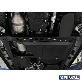 Rival Unterfahrschutz Alu 3 mm für Toyota Hilux, 2015-heute, 4WD 2,4D (EURO6 approved) , Verteilergetriebe + adblue + oxygen sensor
