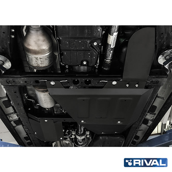 Rival Unterfahrschutz Alu 3 mm für Toyota Hilux, 2015-heute, 4WD 2,4D (EURO6 approved) , Verteilergetriebe + adblue + oxygen sensor