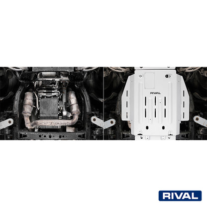 Rival Unterfahrschutz Alu 6mm für Dodge RAM 1500 / RAM 1500 TRX, 2018-heute, 5.7, 5.7 Hybrid; 3.0D; 6.2 V8, Getriebe, Silver, Aluminum