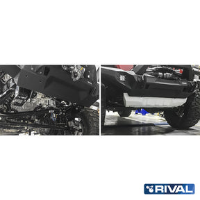 Rival Unterfahrschutz Alu 6mm für Jeep Wrangler, 2018-heute, 2-Doors/4-Doors 2.0T; 3.6; 2.2TD; 4xe; 6,4 (392) regular bumper!, Steering rods, Silver, Aluminum