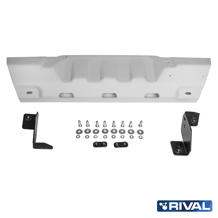 Rival Unterfahrschutz Alu 6mm für Jeep Wrangler, 2018-heute, 2-Doors/4-Doors 2.0T; 3.6; 2.2TD; 4xe; 6,4 (392) regular bumper!, Steering rods, Silver, Aluminum