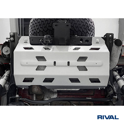 Rival Unterfahrschutz Alu 6mm für Jeep Wrangler, 2018-2021; , 2-Doors/4-Doors 2.0T; 3.6, Exhaust pipe, Silver, Aluminum