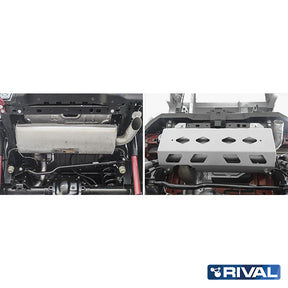 Rival Unterfahrschutz Alu 6mm für Jeep Wrangler, 2021-heute, 2-Doors/4-Doors 3.6, Exhaust pipe, Silver, Aluminum