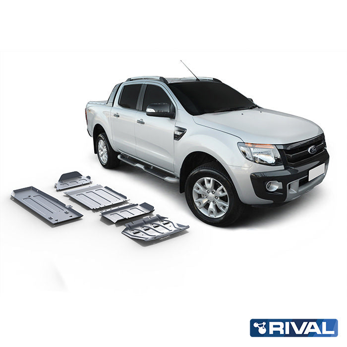 Rival Unterfahrschutz Alu 4mm für Ford Ranger, 2012-2022, 2,2; 3,2 w/o Adblue; 2.0 TDCi, full kit w/ tank (5 pcs)