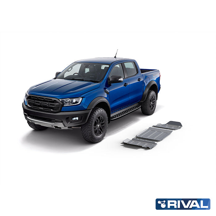Rival Unterfahrschutz Alu 4mm für Ford Ranger Raptor, 2019-2022, 2.0 Bi-Turbo, full kit w/o tank (3 pcs)