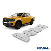Rival Unterfahrschutz Alu 6mm für VW Amarok, 2023-heute, 2.0D, 3.0D AT 4WD, Full kit w/o tank (4 pcs), Silver, Aluminum