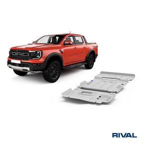 Rival Unterfahrschutz Alu 4mm für Ford Ranger Raptor, 2022-heute, 3,0 Twin-Tubro V6 AT 4WD, full kit w/o tank (3 pcs)