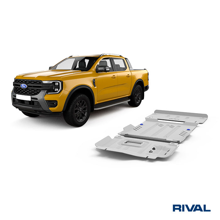 Rival Unterfahrschutz Alu 4mm für Ford Ranger Raptor, 2022-heute, 3,0 Twin-Tubro V6 AT 4WD, full kit w/o tank (3 pcs)