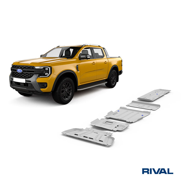 Rival Unterfahrschutz Alu 6mm für VW Amarok, 2023-heute, 2.0D, 3.0D AT 4WD, full kit w/ tank (5 pcs), Silver, Aluminum