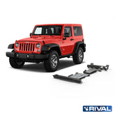 Rival Unterfahrschutz Alu 6mm für Jeep Wrangler, 2018-2021, 2-Doors/4-Doors 2.0T; 3.6 regular bumper!, full kit (4 pcs), Silver, Aluminum