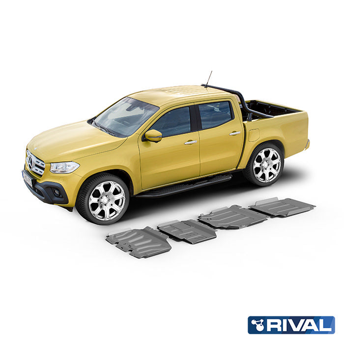 Rival Unterfahrschutz Alu 4mm für Mercedes Benz X-Class, 2018-heute, 2,3TD (incl. EURO6), full kit (4 pcs)
