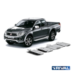 Rival Unterfahrschutz Alu 6mm für Fiat Fullback, 2016-heute, 2,4D, Full kit w/o tank (4 pcs), Silver, Aluminum