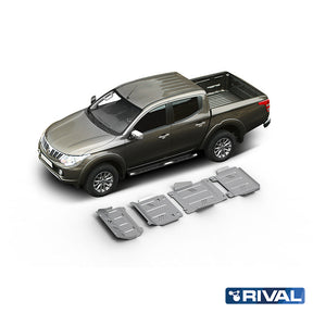 Rival Unterfahrschutz Alu 6mm für Fiat Fullback, 2016-heute, 2,4D, Full kit w/o tank (4 pcs), Silver, Aluminum