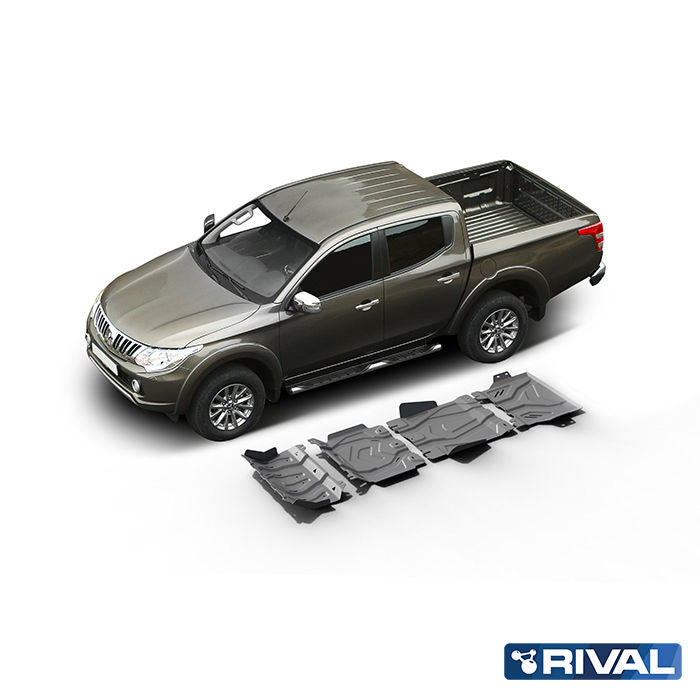 Rival Unterfahrschutz Alu 4mm für Mitsubishi L200 / Triton, 2015-2023, 2,4D; 2,2D, Full kit w/o tank (4 pcs)