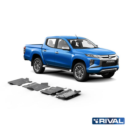 Rival Unterfahrschutz Alu 4mm für Mitsubishi L200 / Triton, 2015-2023, 2,4D; 2,2D, Full kit w/o tank (4 pcs)