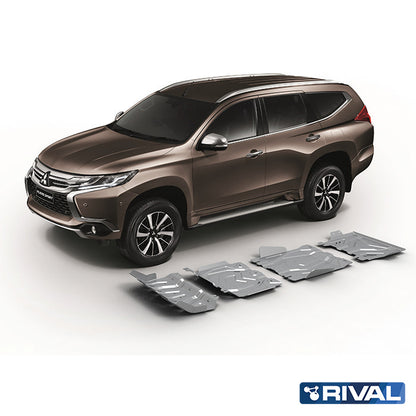 Rival Unterfahrschutz Alu 4mm für Mitsubishi Pajero Sport, 2016-heute, 2,4; 3,0, Full kit w/o tank (4 pcs)