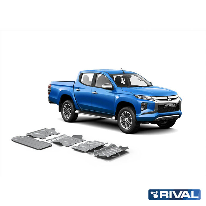 Rival Unterfahrschutz Alu 6mm für Mitsubishi L200 / Triton, 2015-2023, 2,4D; 2,2D; 2,2D, full kit w/ tank (5 pcs), Silver, Aluminum