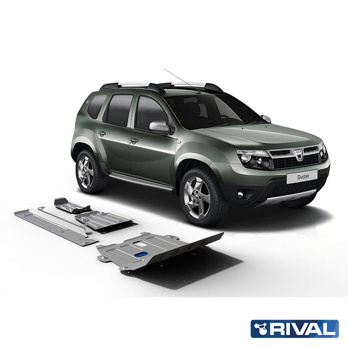Rival Unterfahrschutz Alu 3 mm für Dacia Duster, 2010-2018, 4WD 1,5d; 4WD 1,6; 4WD 2,0 only! , full kit (4 pcs)