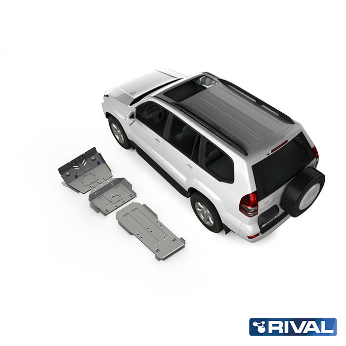 Rival Unterfahrschutz Alu 6mm für Toyota FJ Cruiser, 2007-heute, 4, full kit (3 pcs), Silver, Aluminum