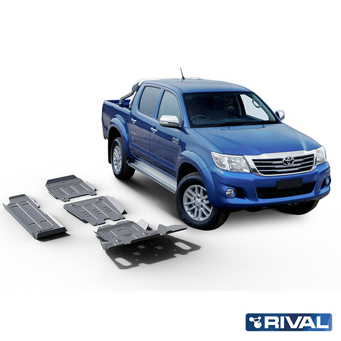 Rival Unterfahrschutz Alu 4mm für Toyota Hilux, 2005-2015, 2,5TD; 3,0TD; 2,7, full kit w/ tank (4 pcs)