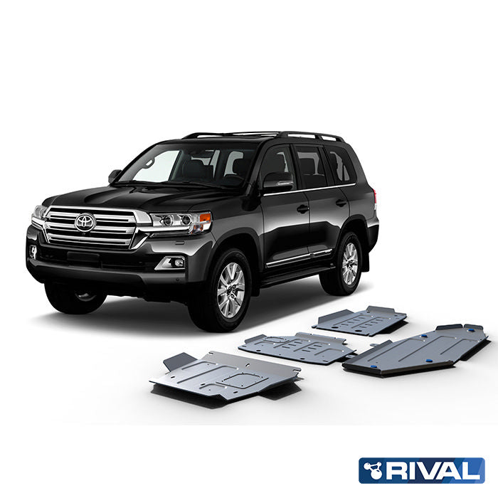 Rival Unterfahrschutz Alu 6mm für Toyota Land Cruiser 200, 2007-heute, 4,5D; 4,7 Petrol, full kit (5 pcs), Silver, Aluminum