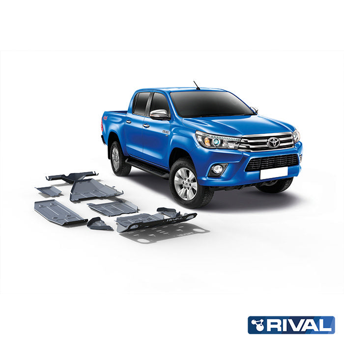 Rival Unterfahrschutz Alu 6mm für Toyota Hilux, 2015-heute, 4WD 2,4D (incl. EURO6), full kit w/ tank (6 pcs), Silver, Aluminum