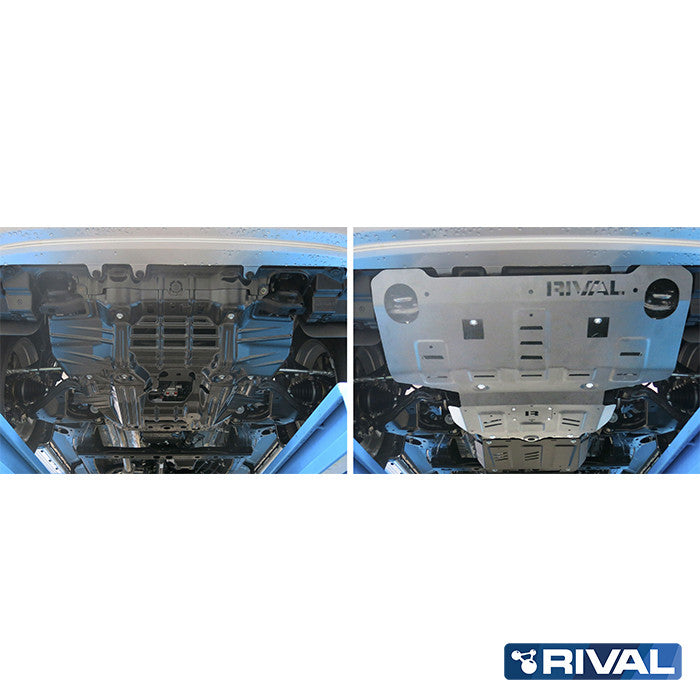 Rival Unterfahrschutz Alu 6mm für Toyota Hilux, 2015-heute, 4WD 2,8D; 2,4D (EURO6 approved), Kühler + Motor, Silver, Aluminum