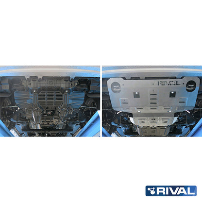 Rival Unterfahrschutz Alu 6mm für Toyota Hilux, 2015-heute, 4WD 2,8D; 2,4D (EURO6 approved), Kühler + Motor, Silver, Aluminum