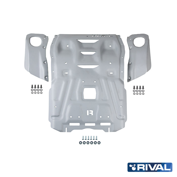 Rival Unterfahrschutz Alu 6mm für Toyota Hilux, 2015-heute, 4WD 2,8D; 2,4D (EURO6 approved), Kühler + Motor, Silver, Aluminum