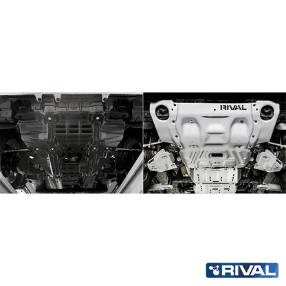 Rival Unterfahrschutz Alu 6mm für Toyota Hilux, 2015-heute, 4WD 2,8D; 2,4D (EURO6 approved), Kühler + Motor, Silver, Aluminum