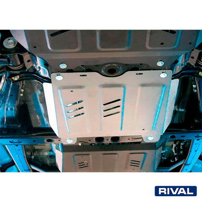 Rival Unterfahrschutz Alu 4mm für Toyota Hilux, 2015-heute, 4WD 2,8D; 2,4D (EURO6 approved), Getriebe